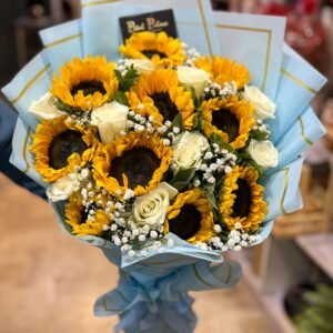 Golden joy sunflower 10 rose 10 gypso 1